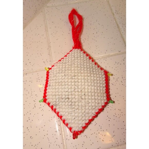 Handmade Plastic Canvas Cardinal 3D Christmas Ornament holly cross stitch holly - Picture 9 of 9